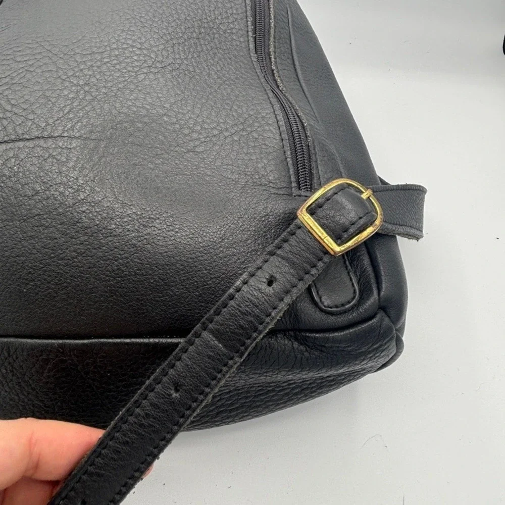 Vtg M. London Leathercraft Backpack Black Leather Purse Minimalist Rucksack EUC